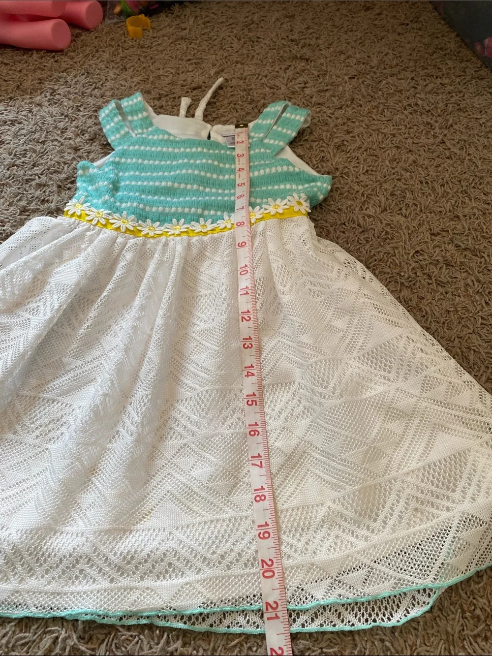 Sweet Heart Rose Aqua and White Daisy-Trim Formal Dress/ 5